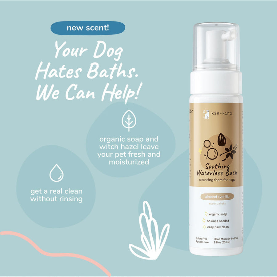 Kin+Kind Soothing Almond+Vanilla Waterless Bath for Dogs